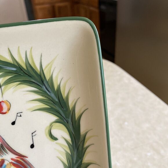 GAIL PITTMAN CHRISTMAS TRIMMINGS SQUARE SALAD PLATE - Four Calling Birds - Picture 4 of 8